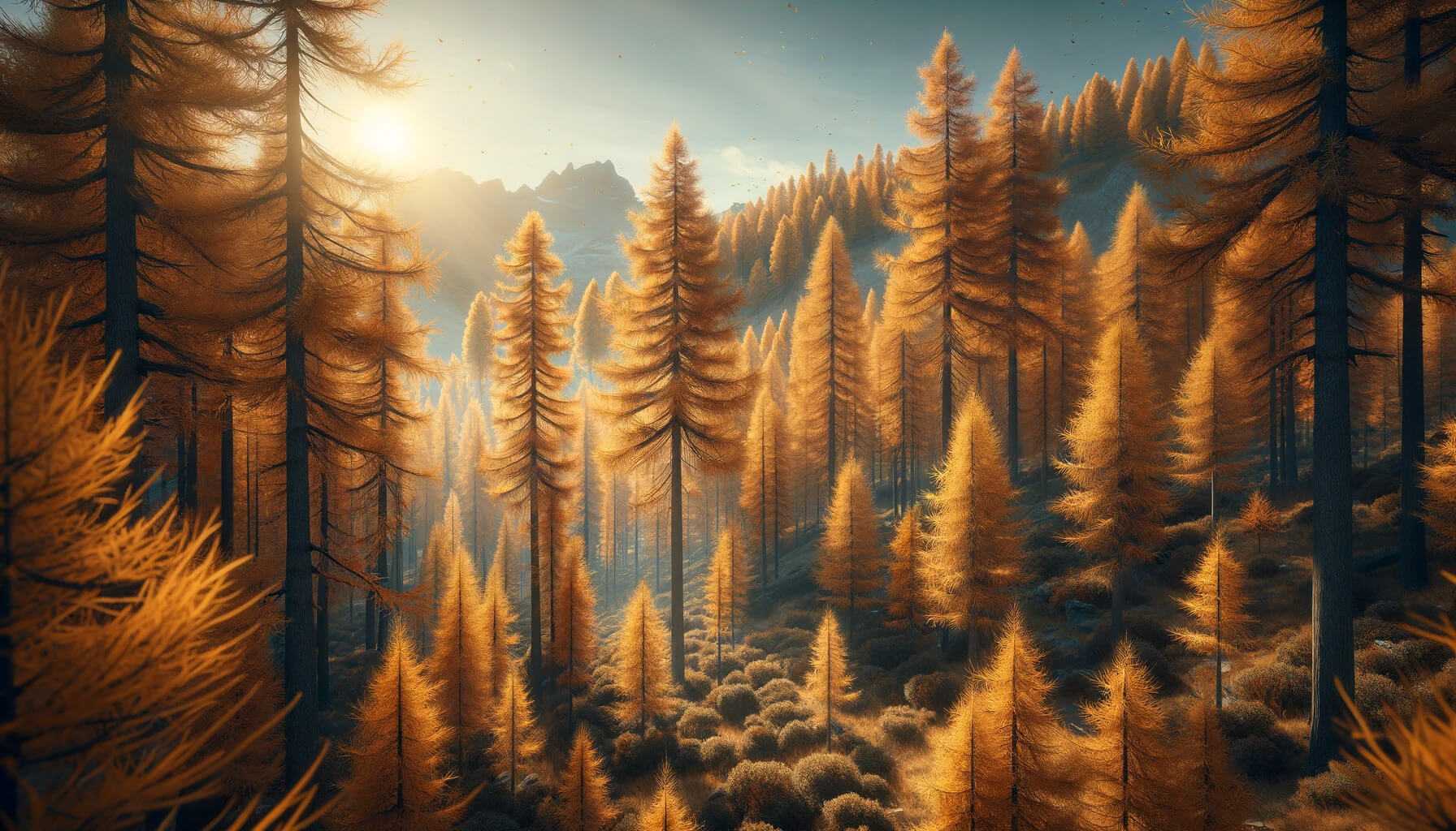 Forêt de mélèses en automne